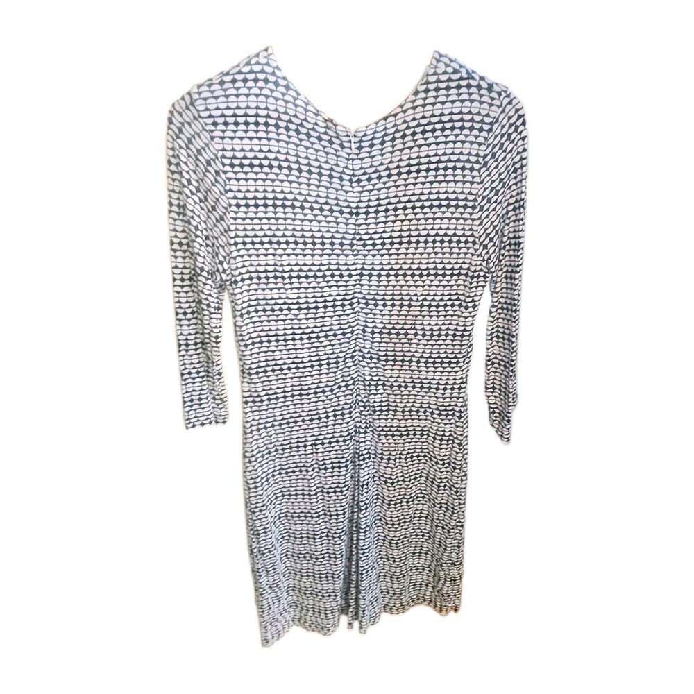 BANANA REPUBLIC MINIMALIST SILK JERSEY KNIT RUCHING BLACK WHITE 3/4 SLEEVES 10